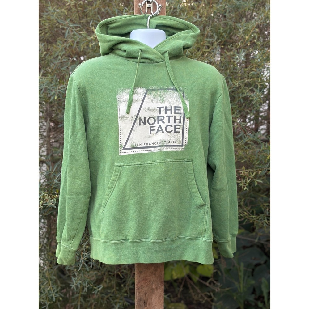 The North Face Mens Green Graphic Logo Pullover Hoodie Size Large